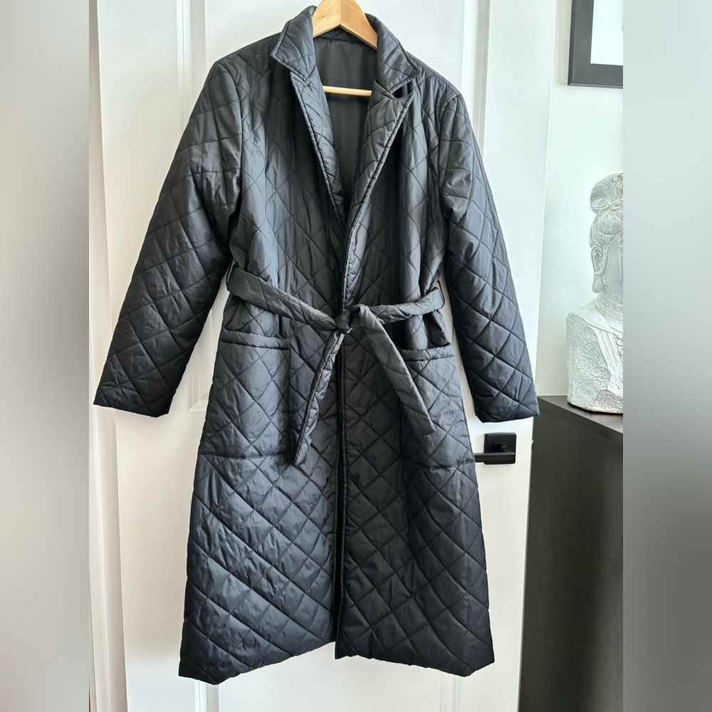 Women's Black Quilted Trench Coat like Mackage coat